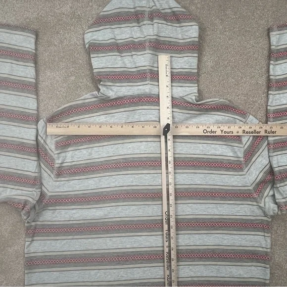 Lucky Brand Knit Wear Hoodie Large Gray & Red Stripe Pullover Casual Preppy Men - Picture 12 of 15